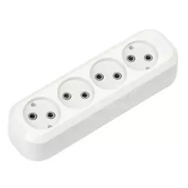 Корпус удлинителя 4 гнезда, 4 полюса, без заземления, 10 А, 220 В, 2.2 кВт, белый, Smartbuy, SBE-10-4-00-N