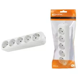 Корпус удлинителя 5 гнезд, 2 + 3, с заземлением, 16 А, 250 В, белый, TDM Electric, SQ1806-0035