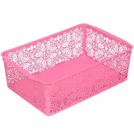 Корзина 38х25х12.5 см, прямоугольная, пластик, Бытпласт, Floral, С12874