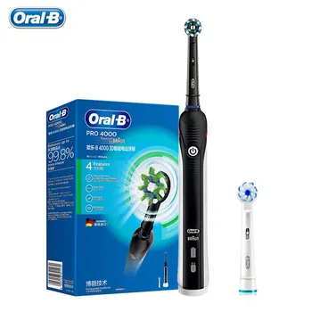Ультразвуковая электрическая зубная щетка Oral B Pro4000, 3D умное отбеливание зубов, щетка для взрослых, перезаряжаемая
