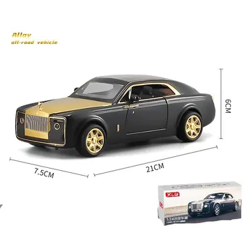 1:24-масштабная модель автомобиля со стреловидным хвостом, имитация автомобиля с откатным механизмом, панорамный люк на крыше, игрушечный литой автомобиль, открывающаяся дверь, коллекционные украшения, подарки 1/24-21x7.5x6cm чёрный/белый