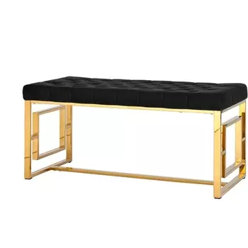 Банкетка-скамейка Stool Group БРУКЛИН велюр черный сталь золото УТ000001486