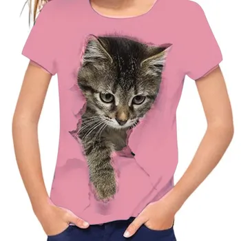 Kids T-shirts Summer Children s Clothing Flower Digital Print Girls Round Neck Short Sleeved T-shirt 110