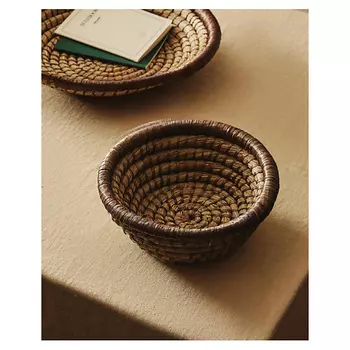 ZARA HOME Круглая плетеная корзина 28 x 11 x 28 см