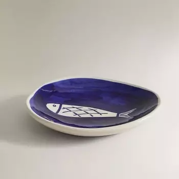 ZARA HOME Круглая синяя мыльница асимметричной формы