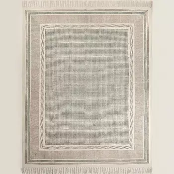 ZARA HOME Прямоугольный хлопковый ковер с принтом и бахромой 60 x 120