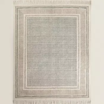 ZARA HOME Прямоугольный хлопковый ковер с принтом и бахромой 150 x 200