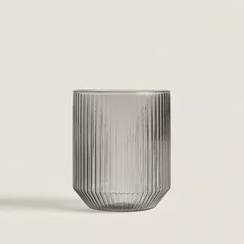 ZARA HOME Стакан из боросиликатного стекла с рельефными линиями, серый