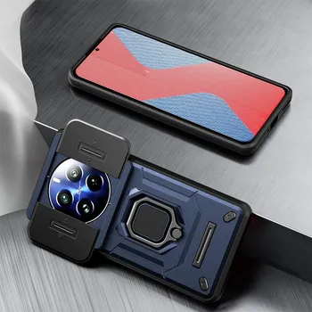Противоударный чехол KEYSION для Realme 12 Pro + 5G 12 + 5G, защитное кольцо для объектива камеры, чехол-подставка для телефона для OPPO Realme 12 + 5G for Realme12 Plus 5G серый