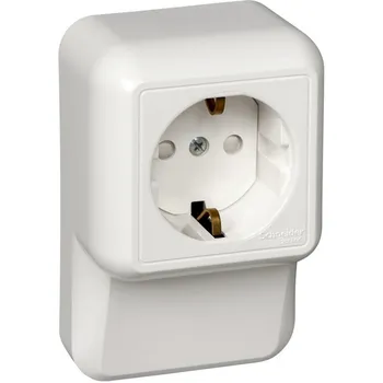 Розетка с заземлением и шторками (белый) Systeme Electric RA16-003-2M-B