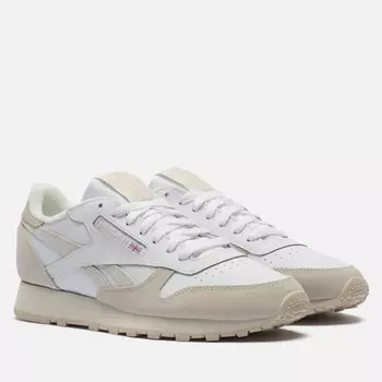 Мужские кроссовки Reebok Classic Leather, цвет белый, размер 40.5 EU