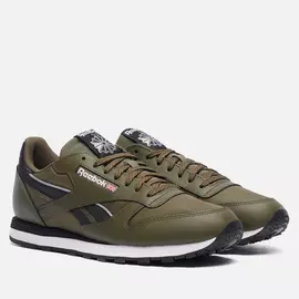 Мужские кроссовки Reebok Classic Leather, цвет оливковый, размер 42 EU