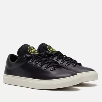 Мужские кроссовки Stone Island Leather, цвет чёрный, размер 40 EU