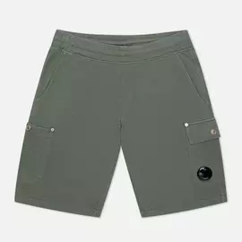 Мужские шорты C.P. Company Open End Fleece Garment Dyed Lens, цвет зелёный, размер M