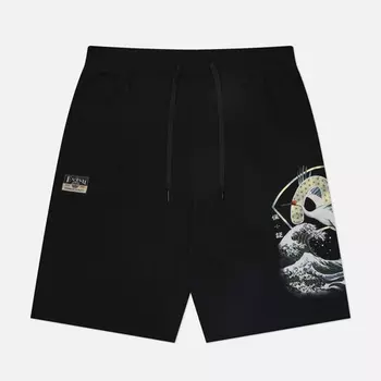 Мужские шорты Evisu Double Seagull Print Embroidery, цвет чёрный, размер L