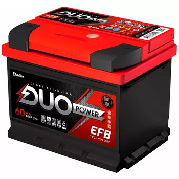 Автомобильный аккумулятор Duo Power EFB 60 Ач обратная полярность L2