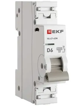 Автоматический выключатель EKF M634106D 1P 6А (D) 4,5kA ВА 47-63N PROxima