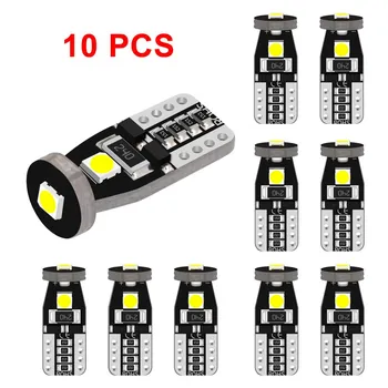 10X T10 Led W5W Автомобильные светодиодные лампы 3030 6000K Canbus Белый контурный свет автомобиля Сигнальная лампа Купол для чтения Номерного знака Авто Внутреннее освещение 12 В
