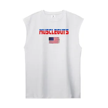 Muscleguys, 5 цветов, одежда для фитнеса, мужской свободный жилет, быстросохнущая футболка без рукавов, тренажерный зал, спортивные тренировки, баскетбольная майка M чёрный
