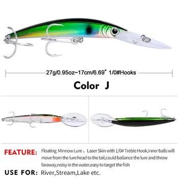 PRO BEROS Приманка для морской рыбалки, приманка для гольяна, 17 см, 27 г, пластиковая жесткая приманка, 10 цветов
