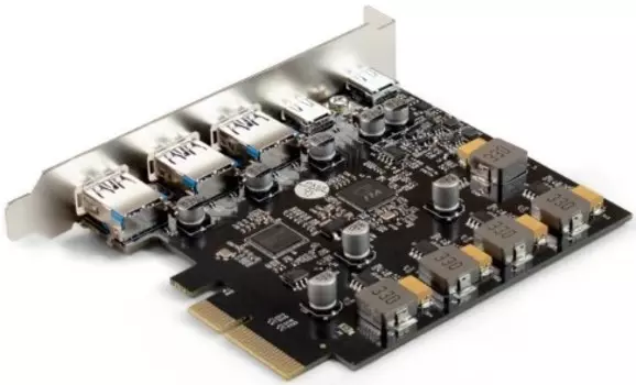 Контроллер Exegate EXE-313-3A2C EX298301RUS PCI-E x4 v3.0, 3*USB 3.2, 2*USB Type-C, до 10 Гбит/с, разъем доп.питания