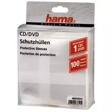 Конверт для CD/DVD HAMA H-33810 00033810 полипропилен, 100 шт., прозрачный