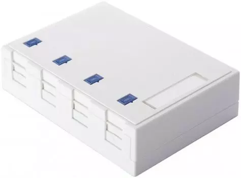 Коробка Eurolan 12B-04-04WT настенная 4-портовая со шторками, белый