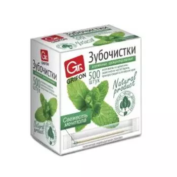 Зубочистки Grifon с ментолом, 500 шт, дерево