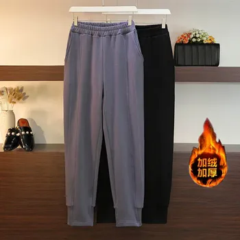 Женские Зимние флисовые брюки с эластичным поясом, размеры до 9XL