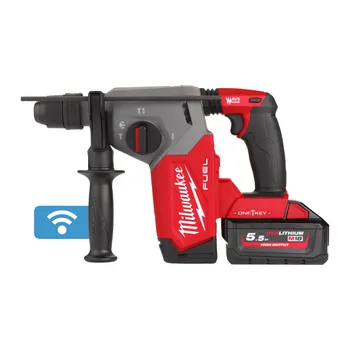 Перфоратор Milwaukee M18 ONE FHX-552X FUEL ONE-KEY, аккумуляторный, SDS-Plus, 2.5 Дж, 1330 об/мин, 4800 уд/мин, 18V, 5.5 А·ч, Li-Ion, два акб, пластиковый кейс, 4.5 кг (4933478504)