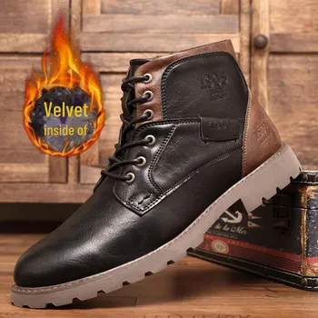 Men s Cross-Border Martin Boots: Casual Zipper High-Top Desert Work Boots, Large Size, Retro Style for Autumn and Winter. 42