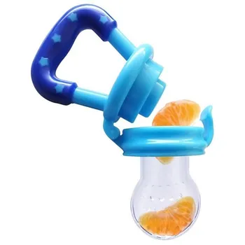 Соска-пустышка для малышей Фрукты и овощи Le Fruit Consisting Bit Happy Baby Силиконовый мешок для бит Принадлежности для кормления Прорезыватель для зубов Соска-пустышка синий
