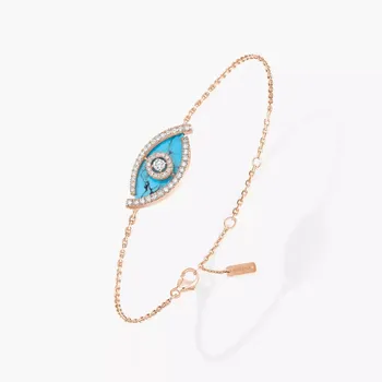 Браслет Messika Lucky Eye Turquoise, розовое золото/бирюза/алмаз