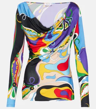 Блузка из джерси с орхидеями Pucci, Viola/Rosso
