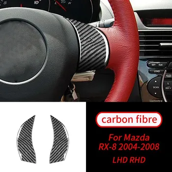 Для Mazda RX-8 2004-2008 4 шт., внутренняя отделка из настоящего углеродного волокна, кнопка рулевого колеса, салон автомобиля B