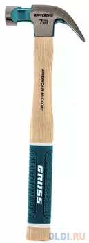 Молоток-гвоздодер,200 г, угол 45, магнит, обрезиненная рукоятка AMERICAN HICKORY // GROSS