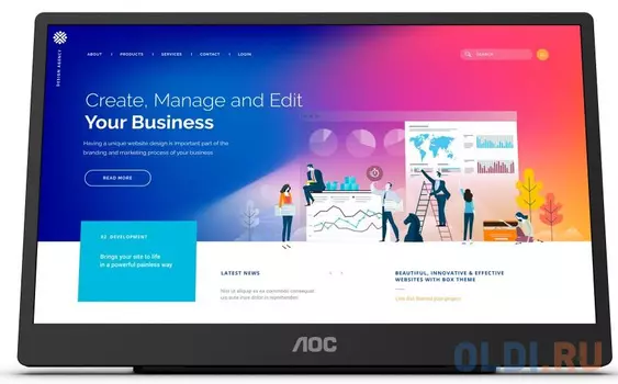 Монитор 16" AOC 16T2 черный IPS 1920x1080 250 cd/m^2 4 ms HDMI USB Type-C Аудио