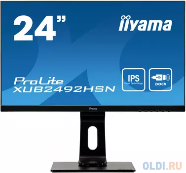 Монитор 23.8" iiYama PROLITE XUB2492HSN-B1 черный IPS 1920x1080 250 cd/m^2 4 ms HDMI DisplayPort USB USB Type-C Аудио