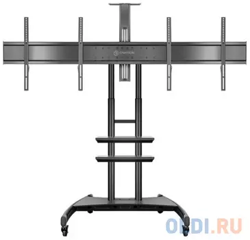 Мобильная стойка ONKRON на 2 ТВ/ 40-65" от 200х200 до 800х500, макс нагр 90,9кг, высота 1350-1650мм, черная