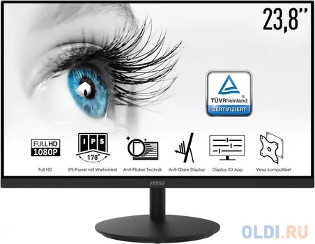 Монитор 23.8" MSI PRO MP242 черный IPS 1920x1080 250 cd/m^2 5 ms HDMI VGA Аудио 9S6-3PA1CT-055
