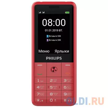 Мобильный телефон Philips E169 красный 2.4" Bluetooth