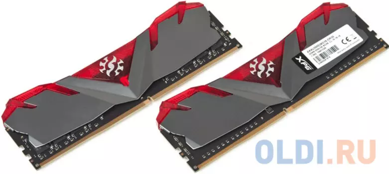 Модуль памяти ADATA 16GB (2 x 8Gb) DDR4 UDIMM, XPG GAMMIX D30, 3200MHz CL16-20-20, 1.35V, Красный Радиатор