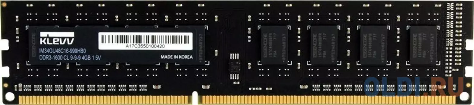 Оперативная память для компьютера KLEVV IM34GU48C16-999HB0 DIMM 4Gb DDR3 1600 MHz IM34GU48C16-999HB0