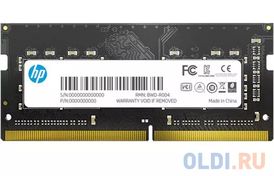 Модуль памяти DDR4 SODIMM 4Гб 2666MHz Non-ECC 1Rx8 CL19, HP S1 series