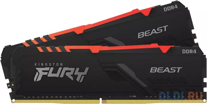 Оперативная память для компьютера Kingston FURY Beast Black RGB DIMM 32Gb DDR4 3200 MHz KF432C16BBAK2/32