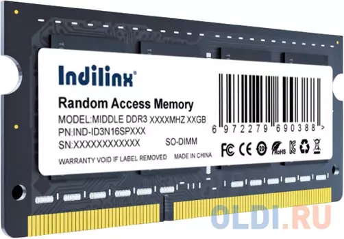 Модуль памяти для ноутбука SODIMM DIMM 4GB DDR3-1600 IND-ID3N16SP04X INDILINX