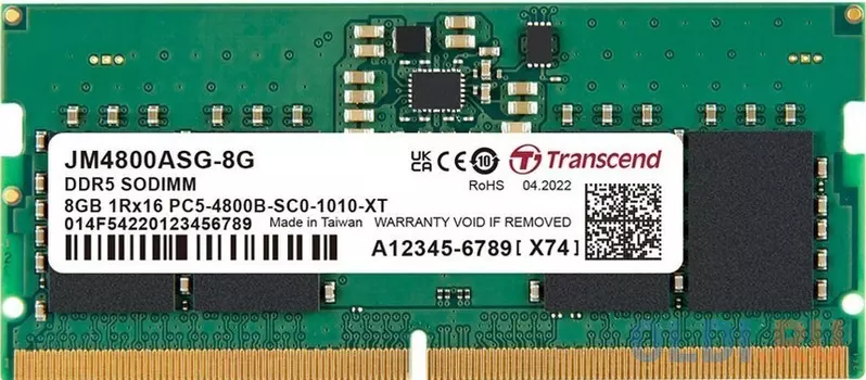 Модуль памяти Transcend 8GB SO-DIMM DDR5, 4800МГц, 1Rx16 CL40 1.1V