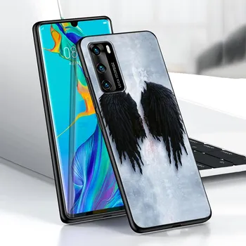 Чехол с крыльями ангела для Huawei P30 P Smart Z P40 Lite E P20 Y6 Y7 Y9 2019 Honor 8X Play 9A 50 20 9X Pro, черный мягкий чехол для телефона Huawei P30