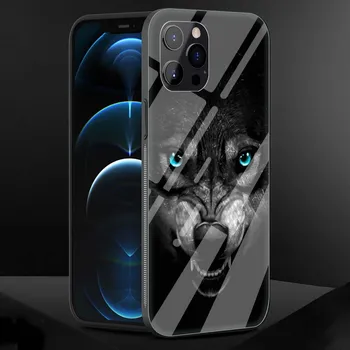 Модный чехол для телефона с изображением льва, волка, тигра для iPhone 11 Pro MAX, чехол для iPhone 12 13 Pro Max XR X XS 7 8 Plus SE, стеклянный корпус iPhone 13