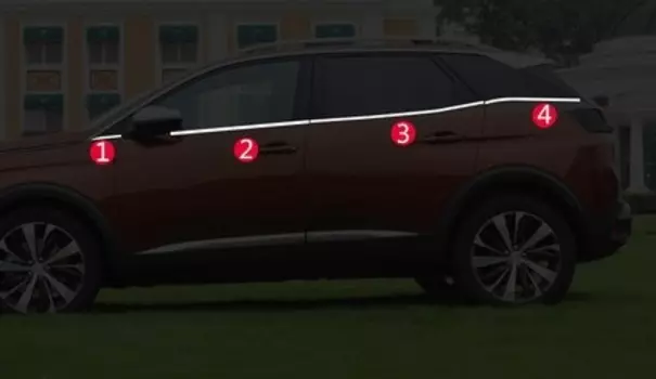 Хромированные молдинги на окна (нижнии) для Peugeot 3008 2017-